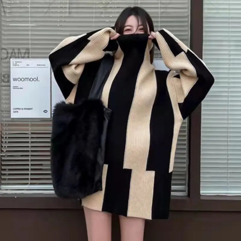 Korobov Spring Women Pullovers Sweaters Korean Chic Elegant Striped Oversize Jumpers Preppy Style Sweet Sueter Mujer 240812
