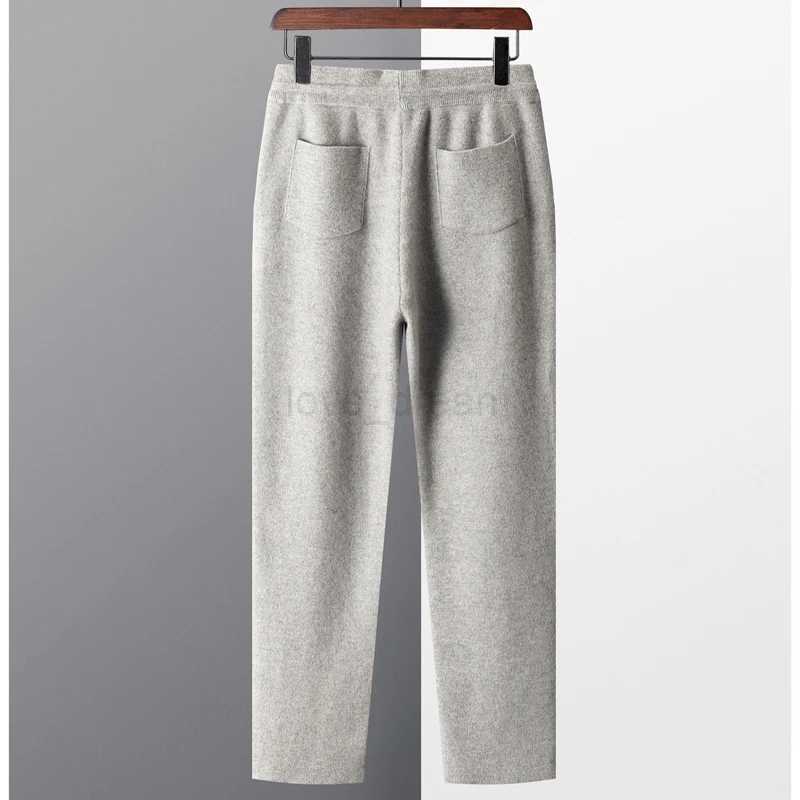 Mens new pure wool knitting pants Elastic waist middle seam Slim-fit pants thickened boxer pants keep warm and fashionableXJ240813