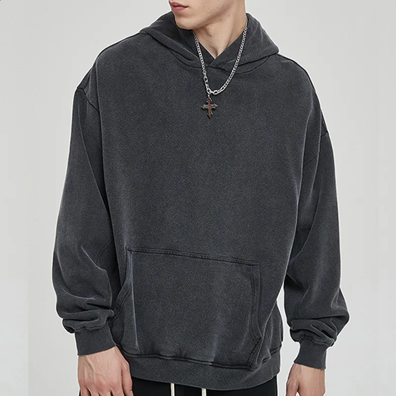 Y2k Hoodies Mens and womens Pullovers Solid color washed Hoodies Spring Vintage Gothic punk style long sleeved loose tops 240812