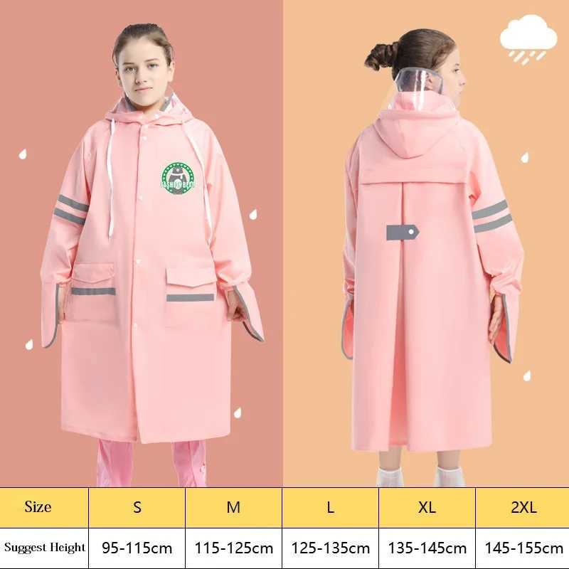 Children Kids Raincoat Boys Girls Thickening Rain Coat Poncho Jacket Outdoor Hiking Student Rainwear With Bag Space High Quality Y240810
