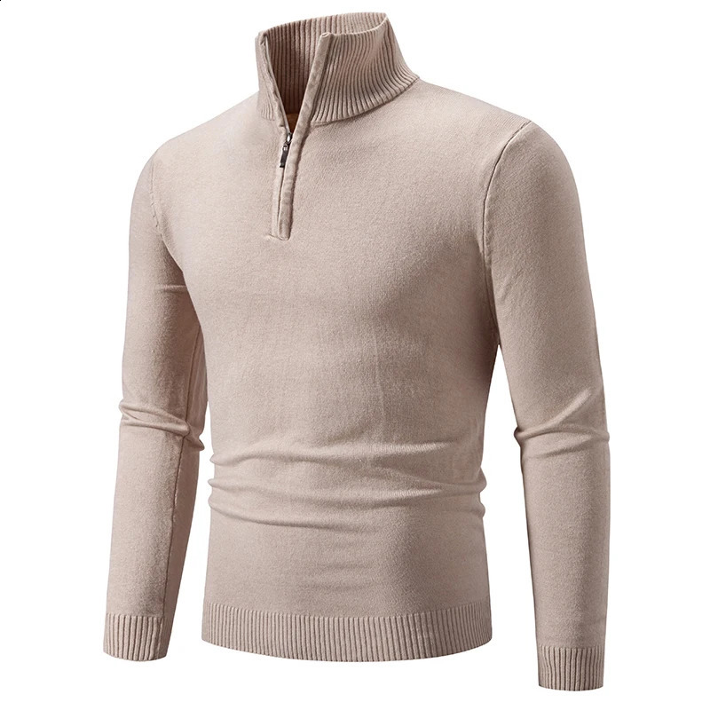 Autumn Mens Thick Half Zipper Sweatshirt Hoodie Spring Solid Color Turtle Neck 240812