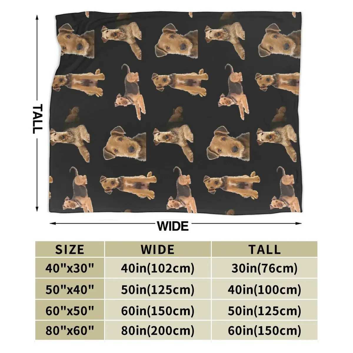 Airedale Terrier Blanket Soft Warm Flannel Throw Blanket Bedding for Bed Living room Picnic Travel Home CouchXJ240813