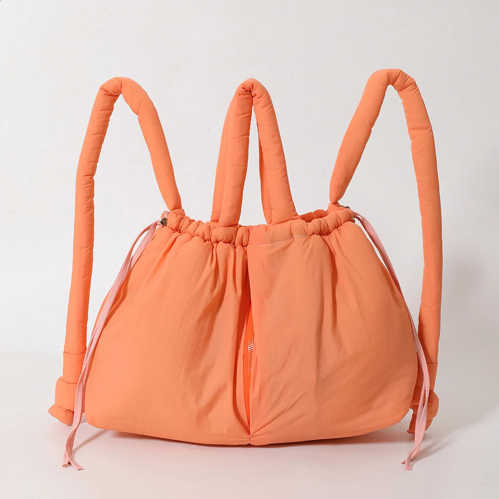 Womens inflatable handbag with adjustable shoulder straps cross body bag nylon solid large capacity wallet shopping and travel 240813