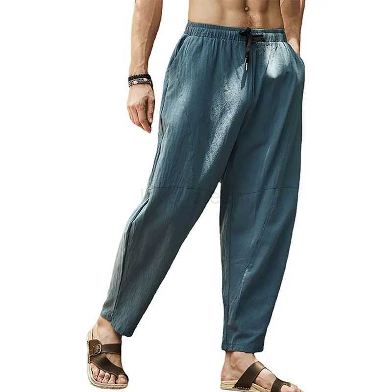 Spring Mens Jogger Linen Wide Men Pants Cottonl Trousers Oversize Streetwear Male Autumn Yoga Pants Casual Men SweatpantsXJ240813