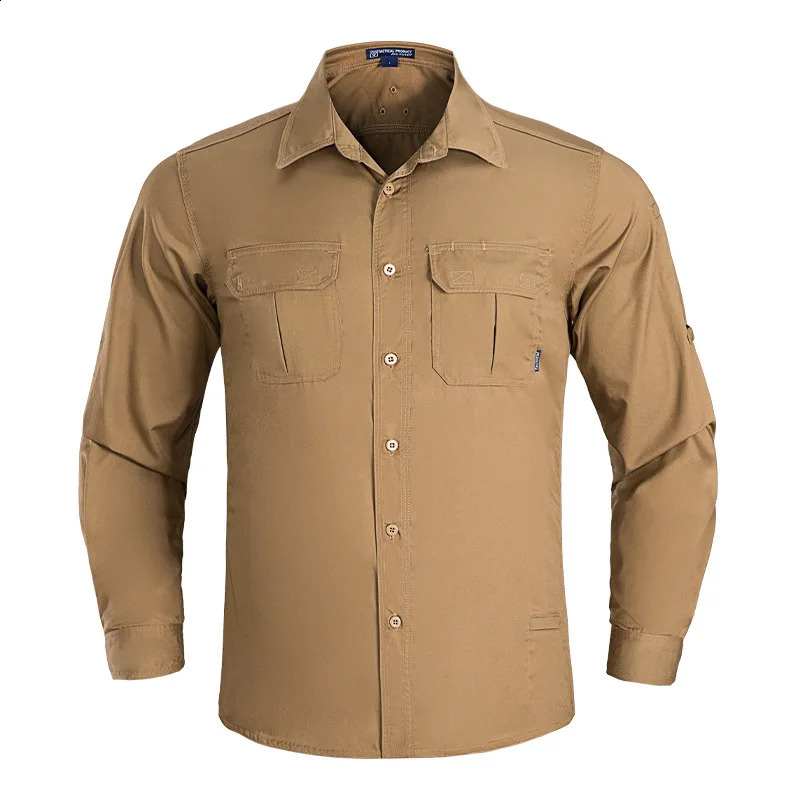 Mens summer SWAT outdoor combat multi pocket quick dry camping long sleeved shirt 240812