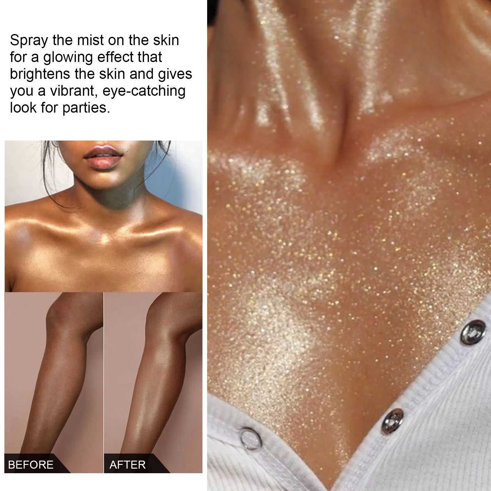Hair body glitter spray waterproof durable high gloss facial contour high gloss glitter makeup powder party night club W240812