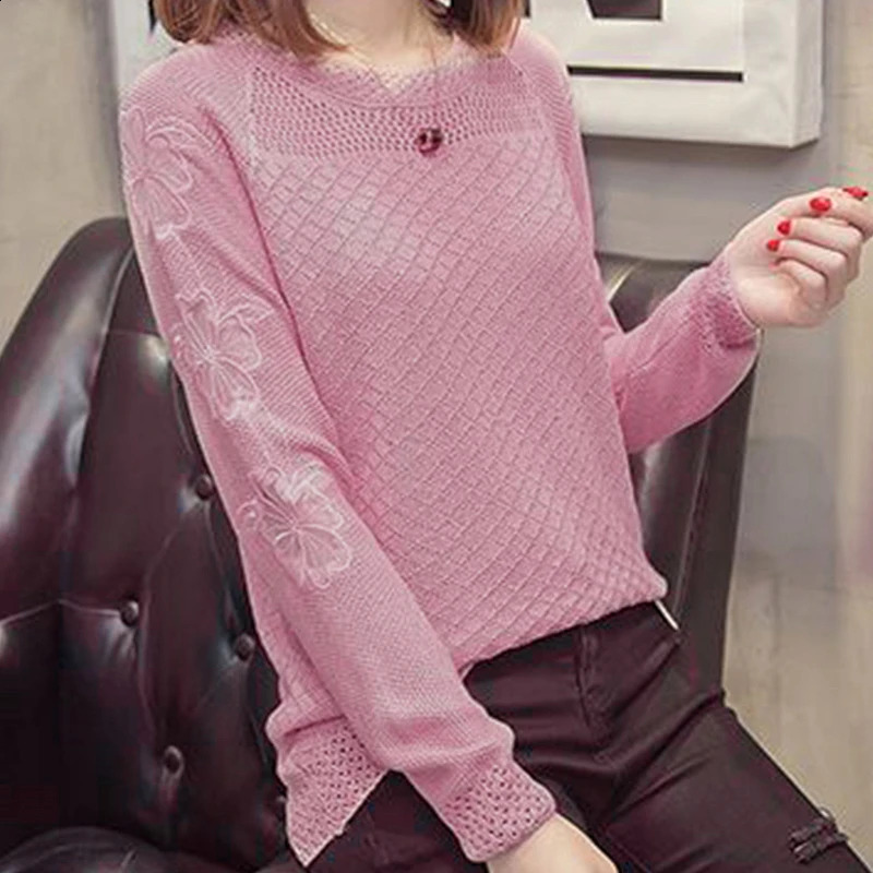 Spring Warm O-neck Flared Sleeve High Elastic 2024 Solid Color Knit Women Sweater Jumper O-neck Elegant Sweet Casual Pullov Top 240813