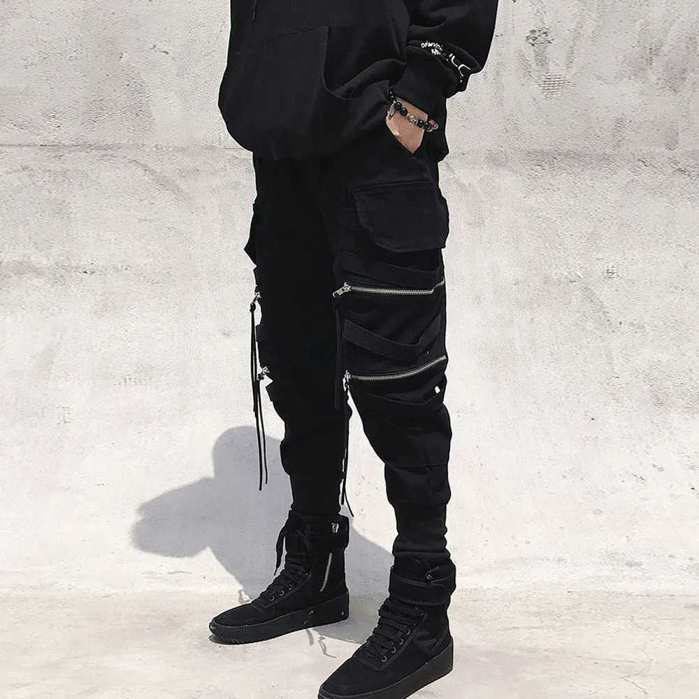 Cargo Pants Hip Hop Joggers Men Loose Harem Pants Multi-pocket Ribbon Mens Pants Trousers Casual Streetwear Sport Pants for MenXJ240813