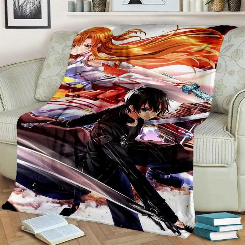 Sword Art Online SAO Novel Cartoon BlanketSoft Throw Blanket for Home Bedroom Bed Sofa Picnic Travel Office Cover Blanket KidsXJ240813
