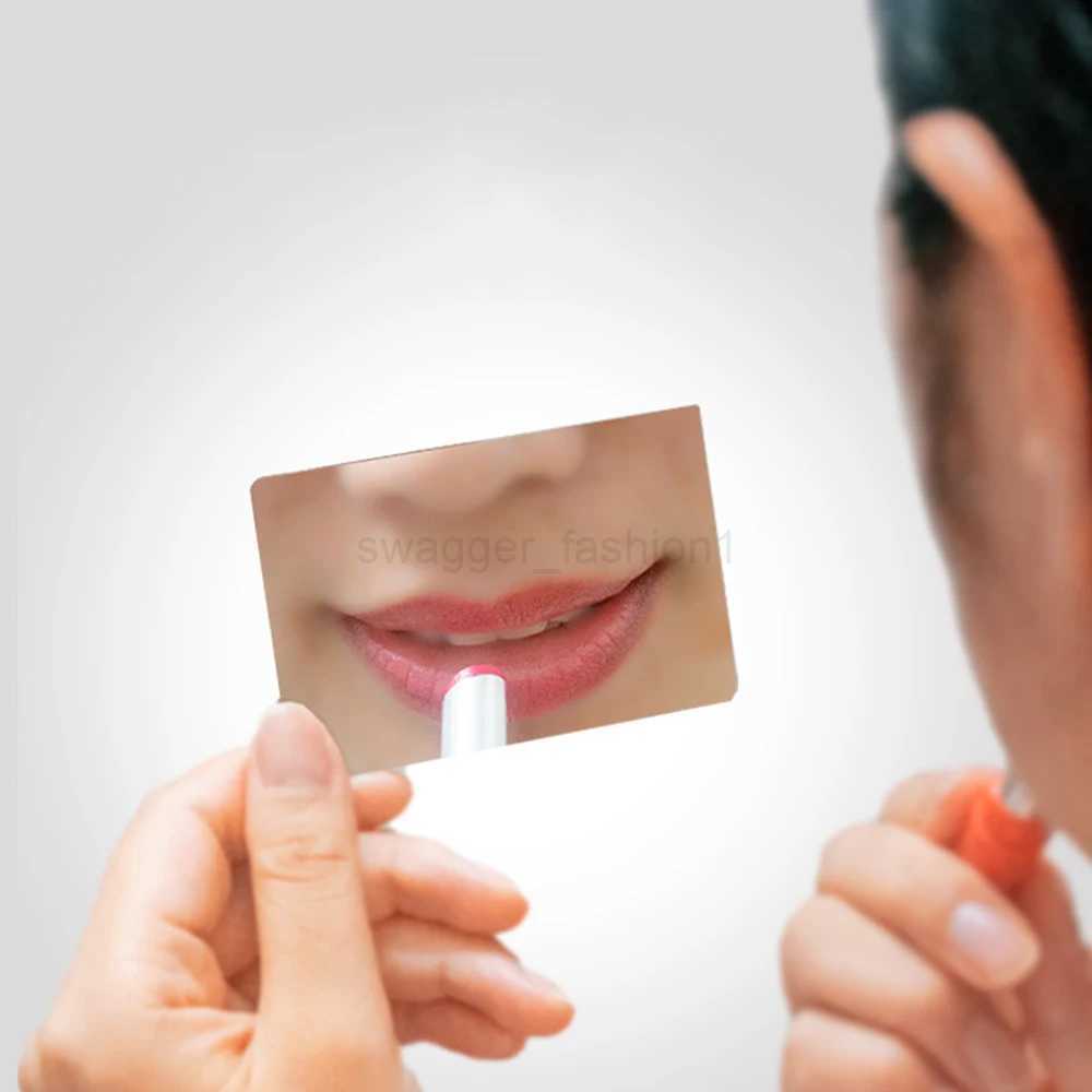1PC Portable Mini Unbreakable Makeup Mirror Shatter Proof Card Style Pocket Cosmetic Mirror PU Leather Stainless Steel MirrorXJ240813