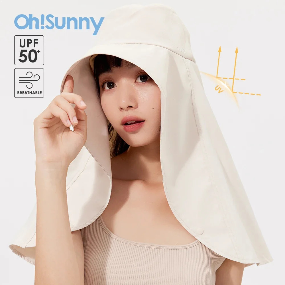 OhSunny Womens Big Brim Sunhat UPFav2000 Bucket Hat with Neck Flip Cover Fully UV Resistant Washable Summer 240812