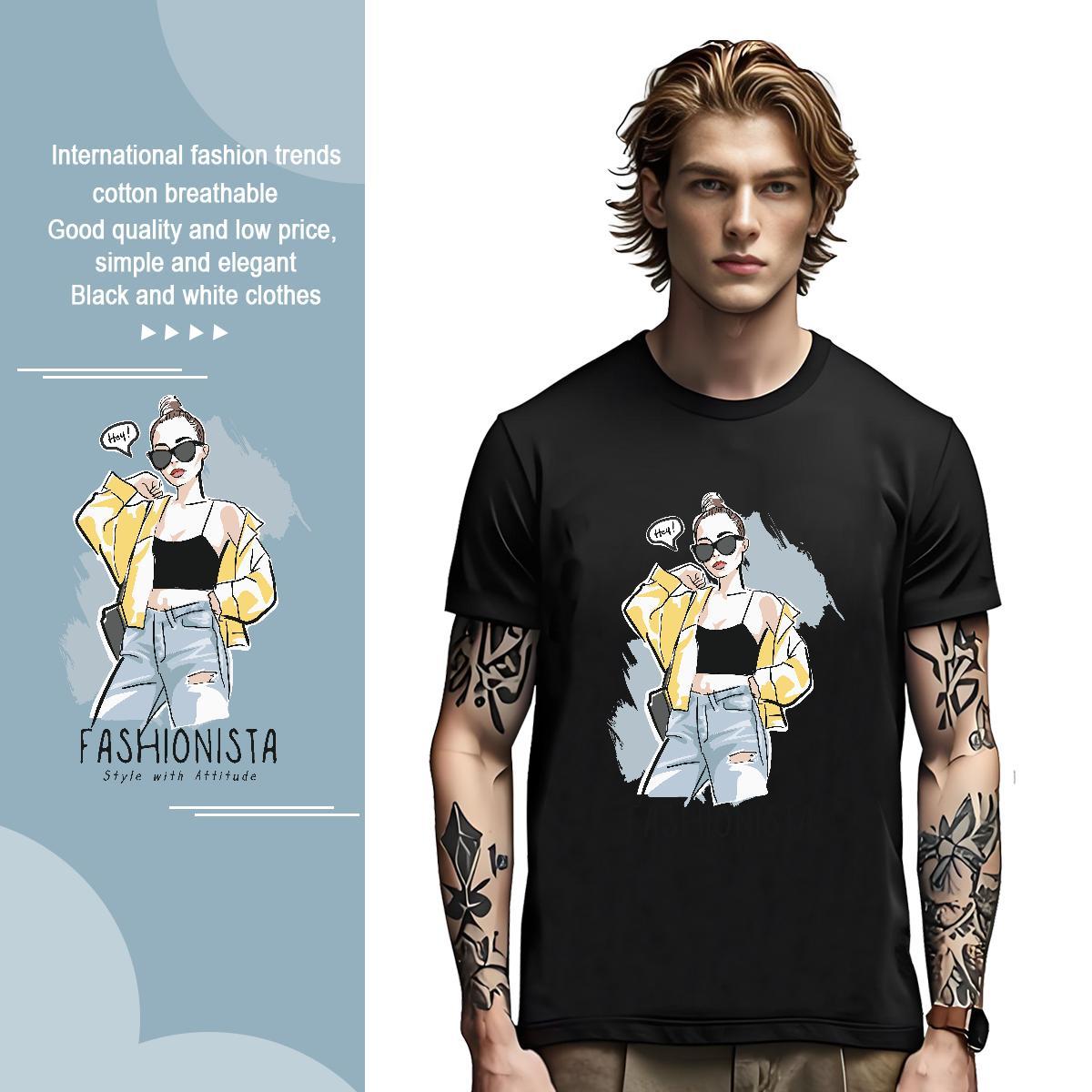 Man T Shirts 100% Cotton 230g character Hip Hop Street Breathable Short Sleeve Oversized 3XL 4XL Mens Tshirts Fashion Design Loose Tee Shirt