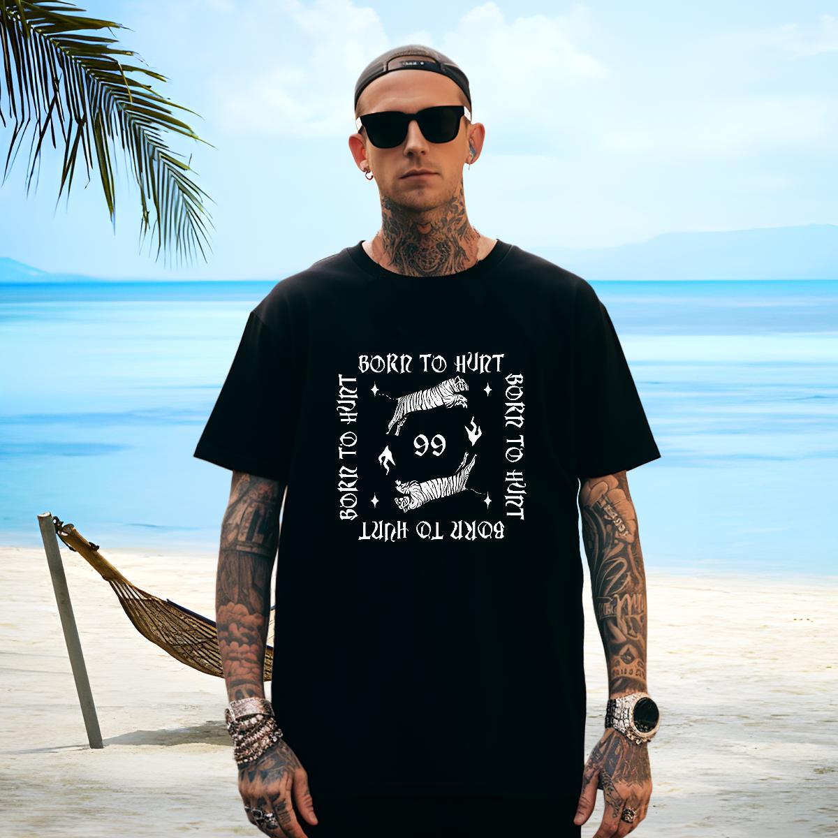 Classic T-Shirts for Men tiger Round Neck Short Sleeve Hip Hop White Plus Size 230g Cotton Couples T Shirts Designer Tops Tees