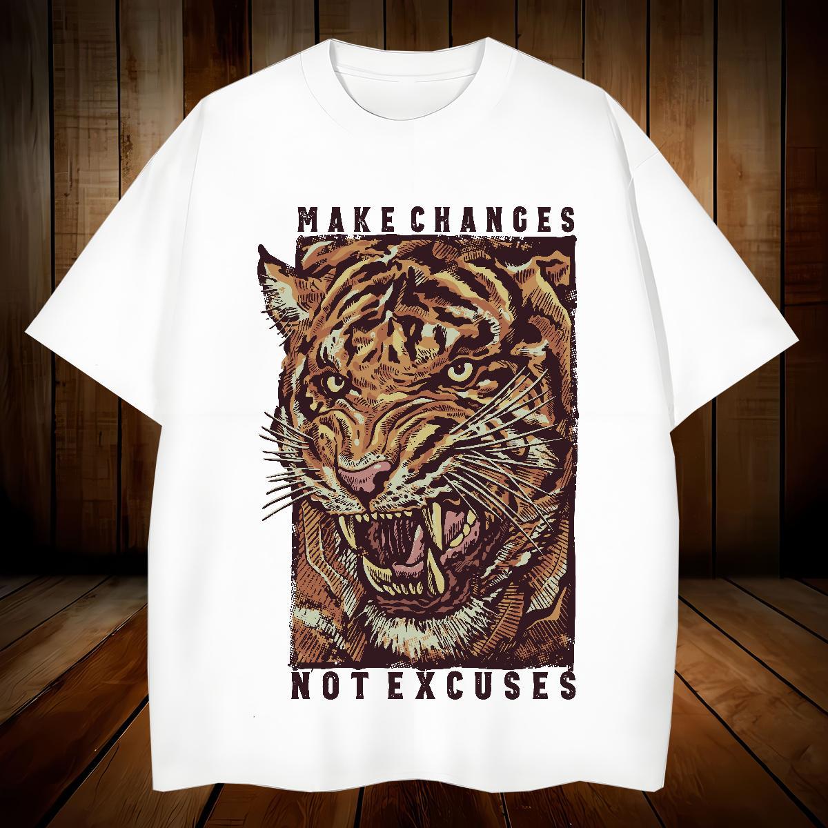 Cool Design T-Shirts tiger Breathable Crew Neck Hip Hop Custom Anime 230g 100% Cotton Men Clothes T-Shirt Fashion New Tees