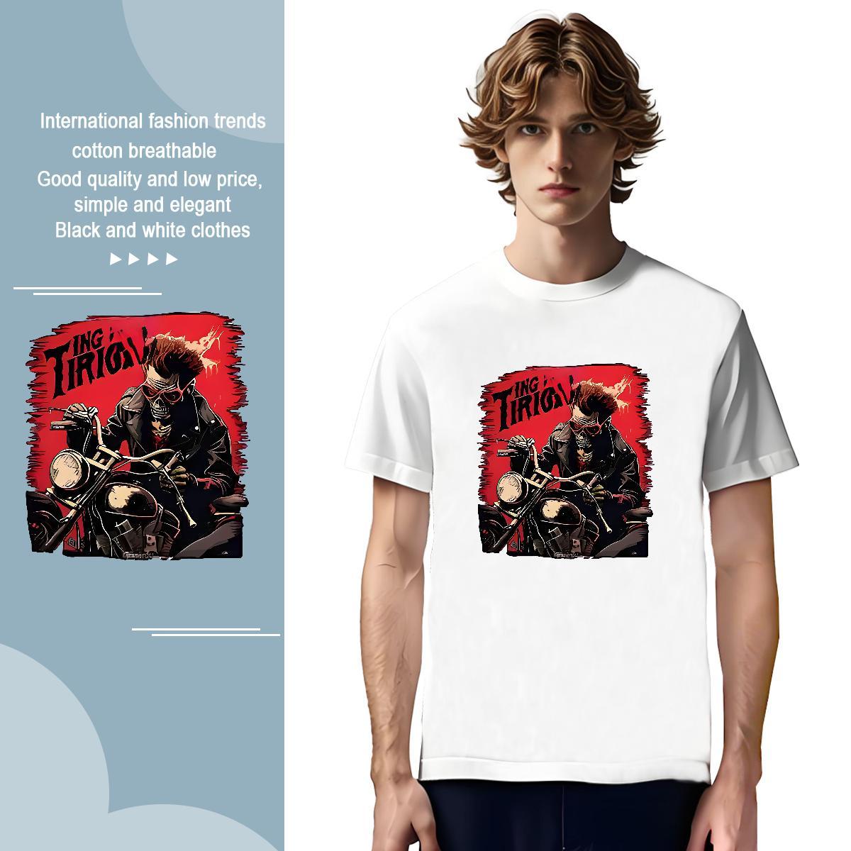 Designer Motorcycle Man T Shirts Anime Printing Street Tshirt for Man Woman 230g Cotton Brand Pure Cotton Customized Tee Shirt