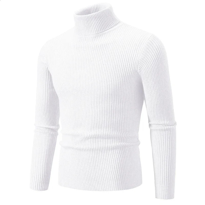 Cool trend mens high neck sweaters floral knit warm casual clothing knitted 240812