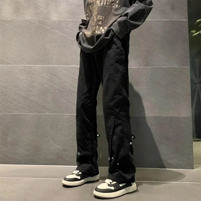Mens commodity pants autumn black Trouser mens stacking the est highquality fashion street cotton regular suitable for unique trends 240812