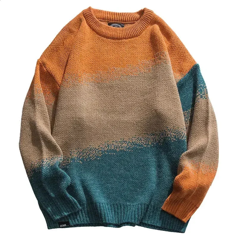 Mens Clothing Round Collar Knit Sweater Male Green Tie Dye Pullovers Crewneck A Plus Size X Street Long Sleeve 100% Sweat-shirt 240812