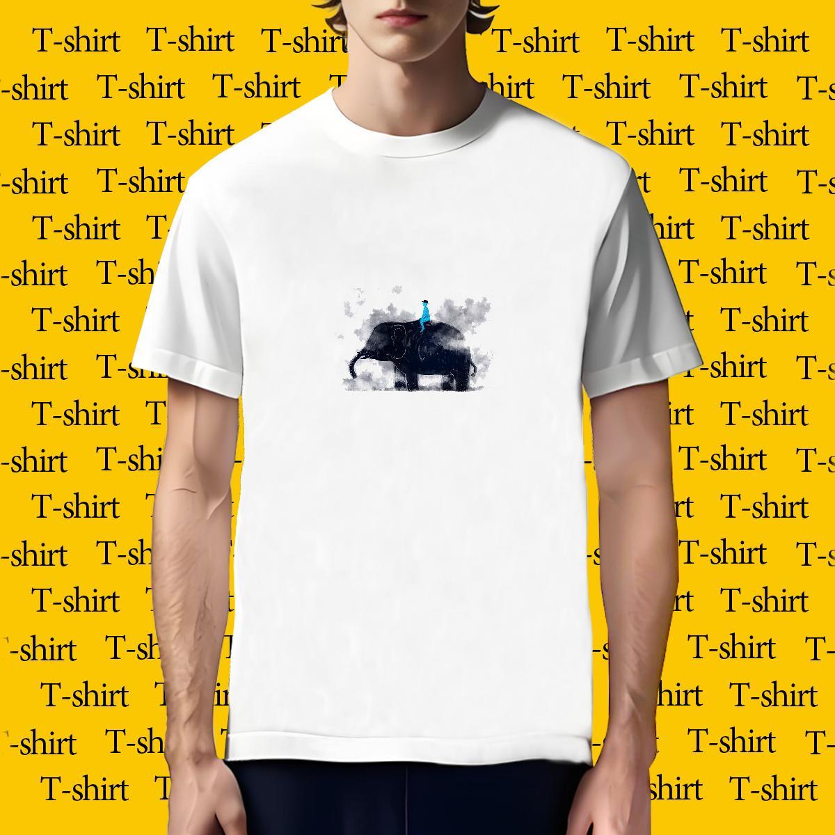 Loose T Shirts Men Elephant Round Neck Short Sleeve Sport Cartoon Printing L-4XL 230g Pure Cotton Mens Tshirts Custom Tees Shirts