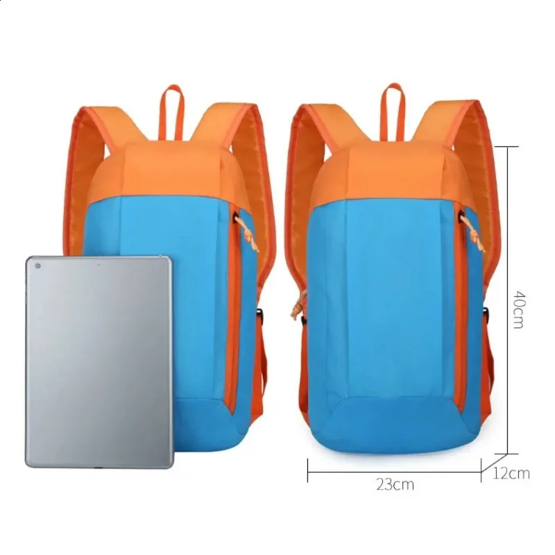 Outdoor sports lightweight 10L waterproof backpack travel hiking bag zipper adjustable belt camping Knapsack mens children 240813