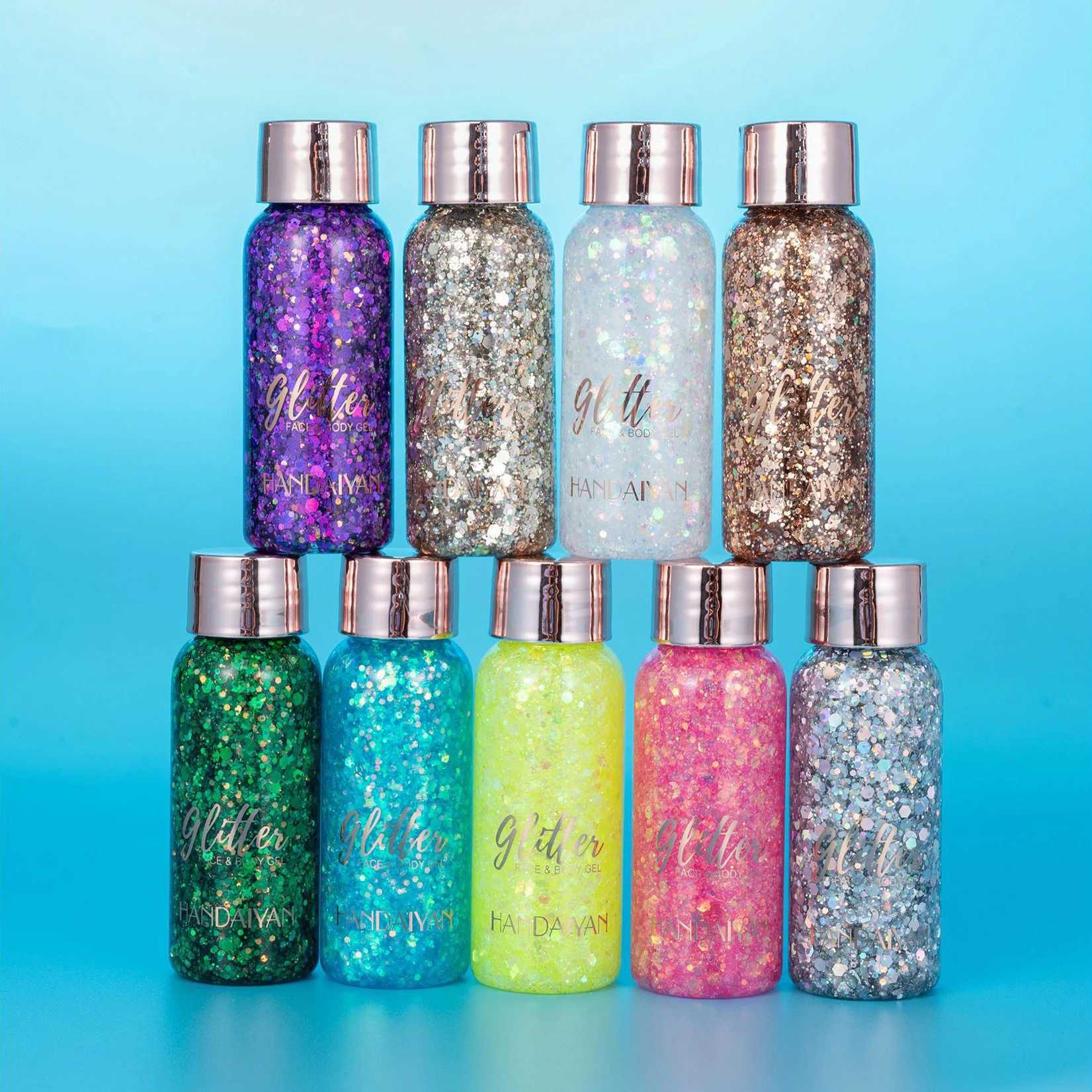 Mermaid Sequins Body Flash gel Set Lasting Holographic Flash Liquid Body Makeup Women Waterproof Facial Flash gel W240812