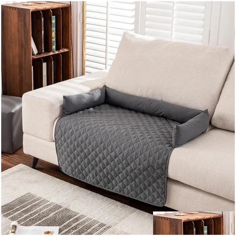 Kennels Pens Waterproof Dog Sofa Couch Er Pet Bed Blanket Mat Pad With Neck Pillow Washable Cat Calming Nest For Travel Indoor Home 24 Ot5Ms
