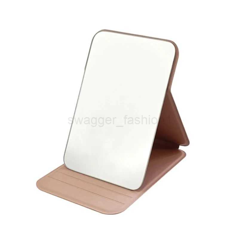 Woman MINI Folding Makeup Mirror High-quality Portable Pocket Makeup Mirror Single-side Creative Women Solid Color Handle DeskXJ240813