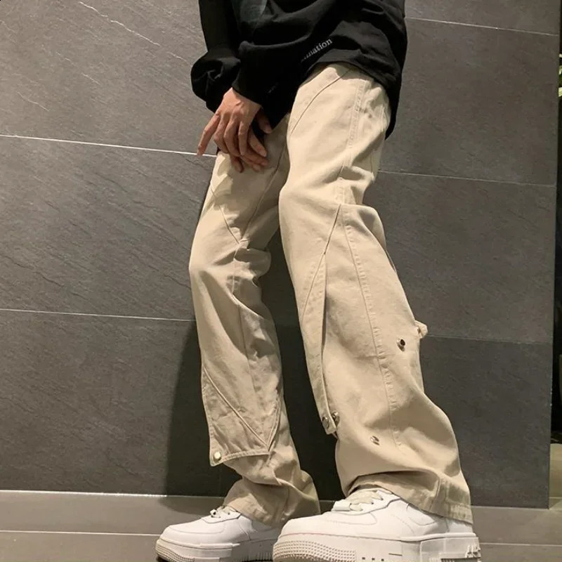 Mens commodity pants autumn black Trouser mens stacking the est highquality fashion street cotton regular suitable for unique trends 240812