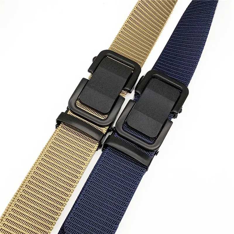 Mens Belt Nylon Canvas Belt Mens Neutral Outdoor Tactical Metal Buckle Solid Trend Hiking Belt Automatic Buckle W240807