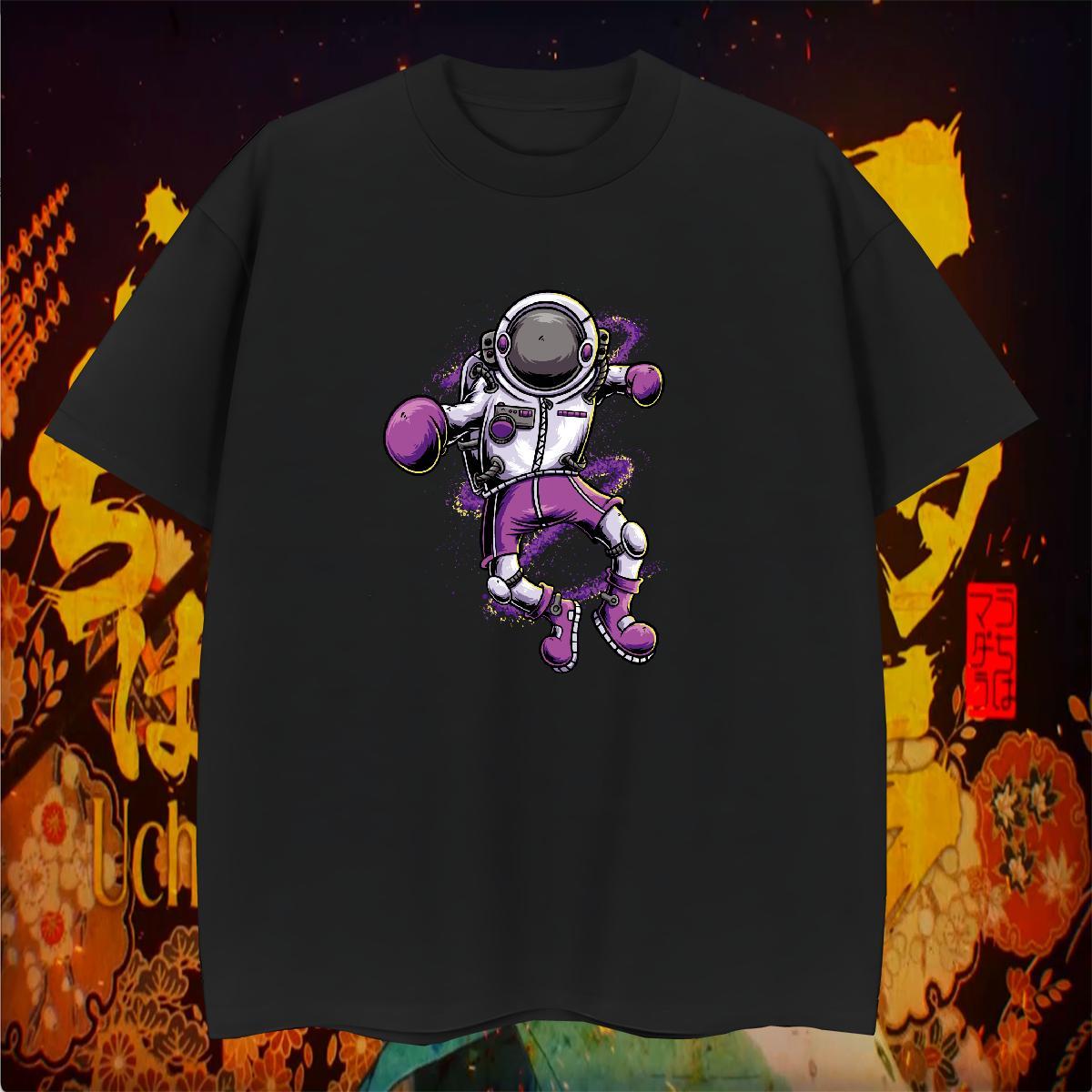T Shirts Men 230g Pure Cotton cosmonaut Beach Breathable Crew Neck Black Oversized Tshirts New Designer Wholesale Polos