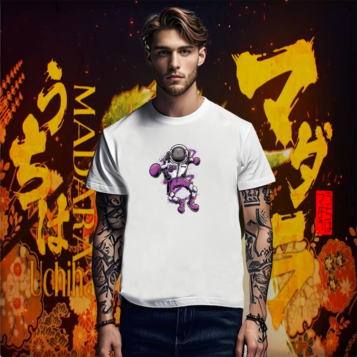 T Shirts Men 230g Pure Cotton cosmonaut Beach Breathable Crew Neck Black Oversized Tshirts New Designer Wholesale Polos
