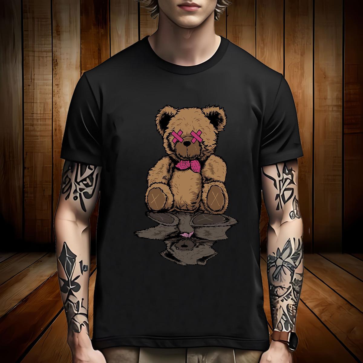 Soft Men T Shirts bear Short Sleeve O-Neck Hip Hop Custom Print Oversized 230g 100% Cotton Men Tees Fashion Designer Wear