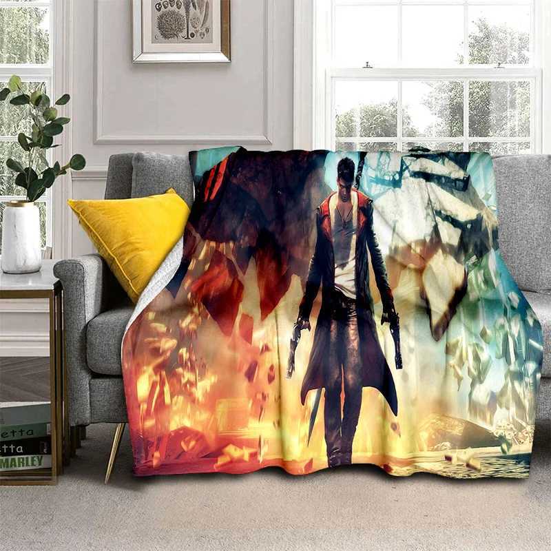 3D DMC Game D-Devil May Cry Gamer BlanketSoft Throw Blanket for Home Bedroom Bed Sofa Picnic Travel Office Cover Blanket KidsXJ240813