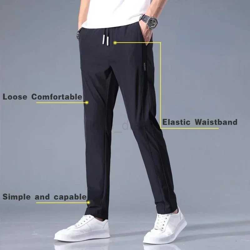 Ice silk Sports pants Quick Drying Running straight sleeves Loose Comfortable Breathable casual elastic Soft elastic Summer MenXJ240813