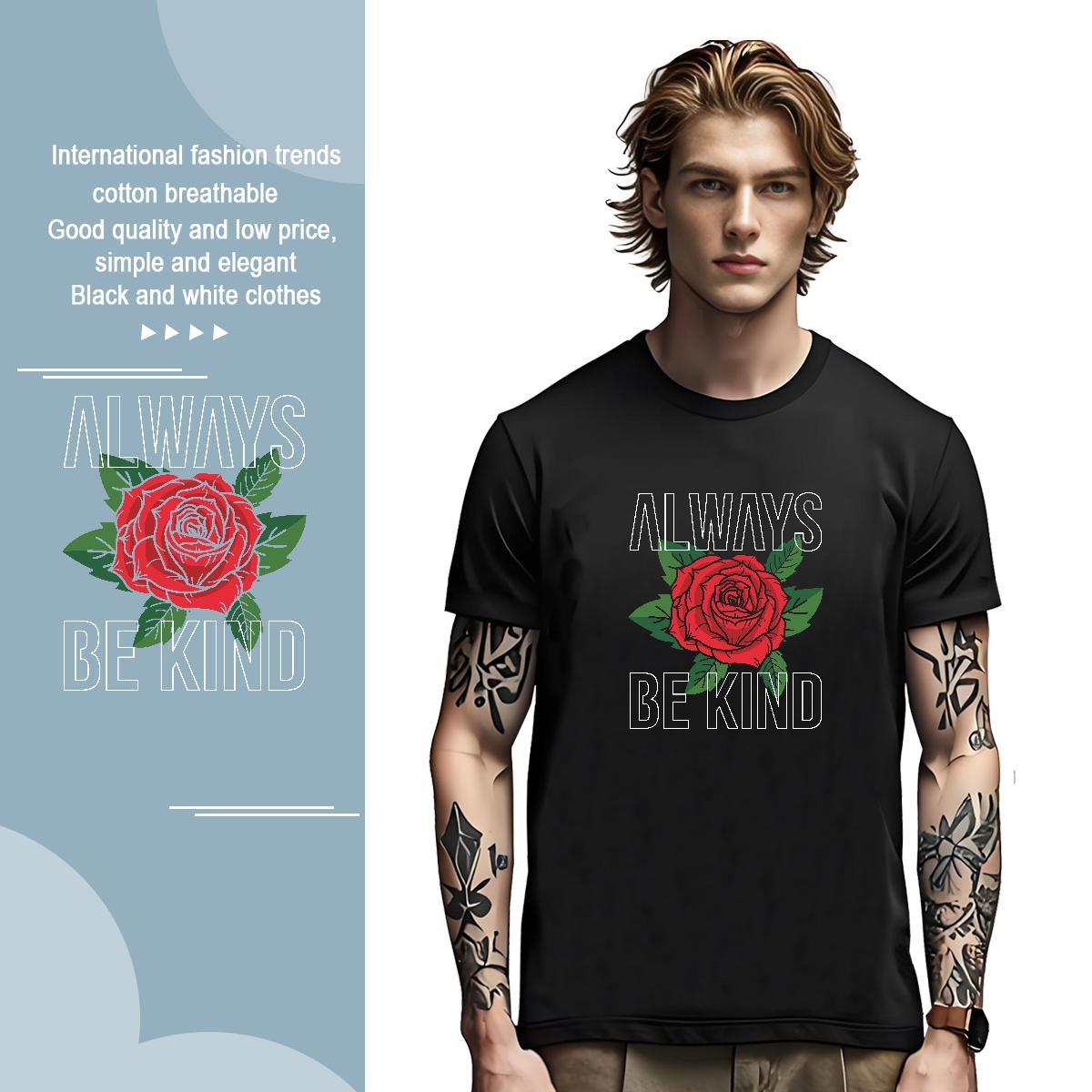 Classic letter T shirt Casual Mens Tshirts 230g Cotton 2024 DIY Short Sleeve Soft Anime Wear
