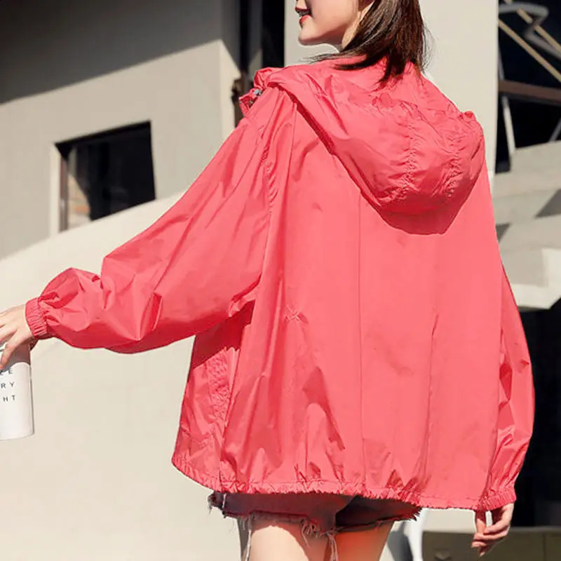 Fashion Womens Sun Protection Clothing Summer Thin Coat Sun Protection Breathable Casual Hooded Jacket Female Outerwear Tops 240813