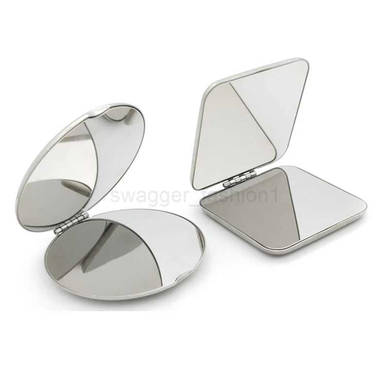1pcs Portable Women Stainless Steel Makeup Mirror Hand Pocket Folded-Side Cosmetic Make Up Mirror Small Various ShapesXJ240813