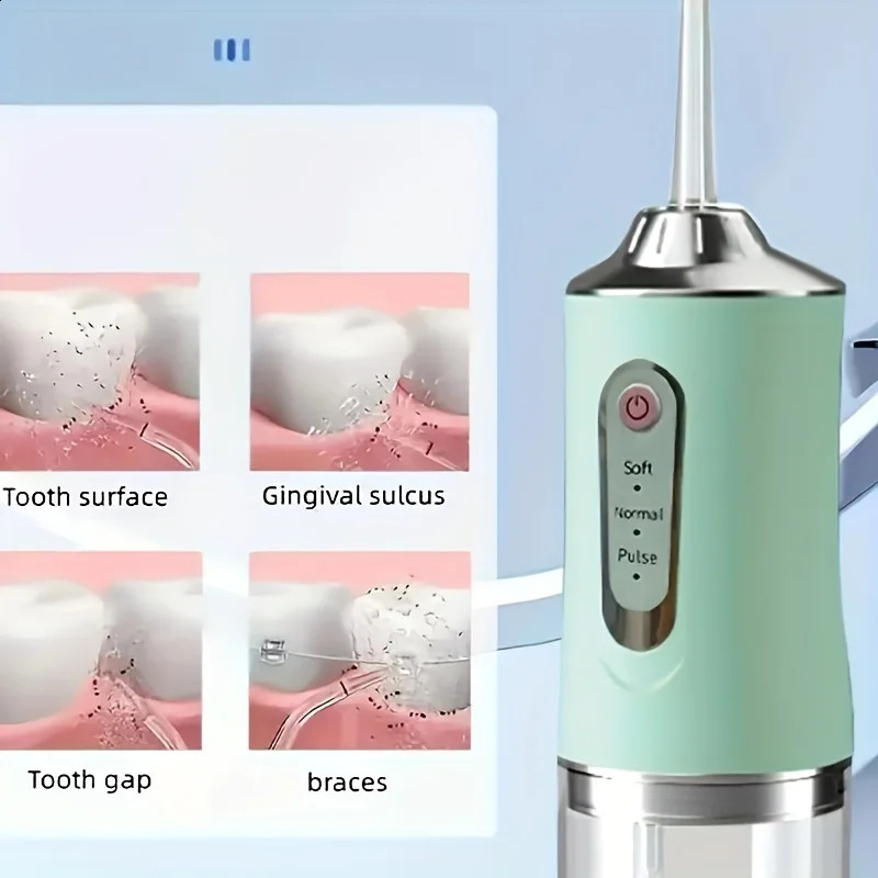 1PC Portable Dental Water Flosser Oral Irrigator USB Rechargeable Water Floss Jet Tooth Pick 4 Tips 220ml Mouth washing machine 240810