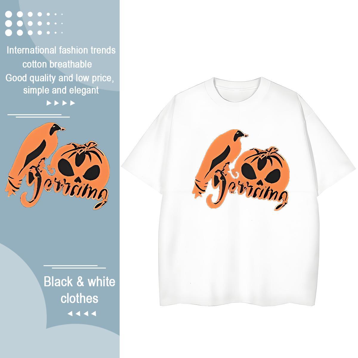 Designer Fashion Men Tops Tees pumpkin Hip Hop 230g 100% Cotton Tops Shirt Short Sleeve Soft Cool T-Shirts Plus Size Custom