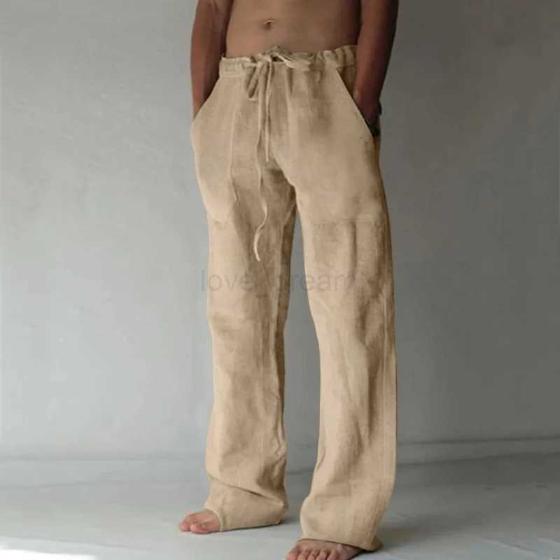 Mens Cotton Linen Casual Pants Male Shorts Pants Breathable Trousers Fitness Streetwear for Men Clothing Jogging Autumn SummerXJ240813