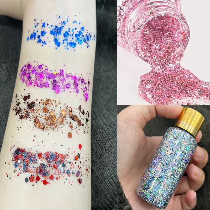 Multi functional glitter nail enhancement body face gel glitter art sequins festival stage glitter liquid eye shadow makeup decoration W240812