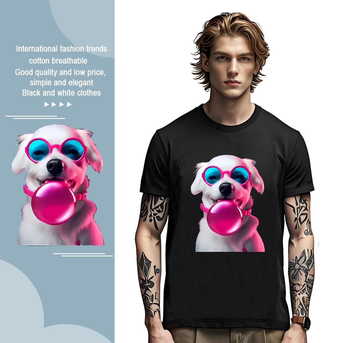T Shirts Men 230g Cotton Casual Beach Breathable Plus Size Cartoon Tshirt for Man Woman 2024 DIY Unisex Tees Shirts