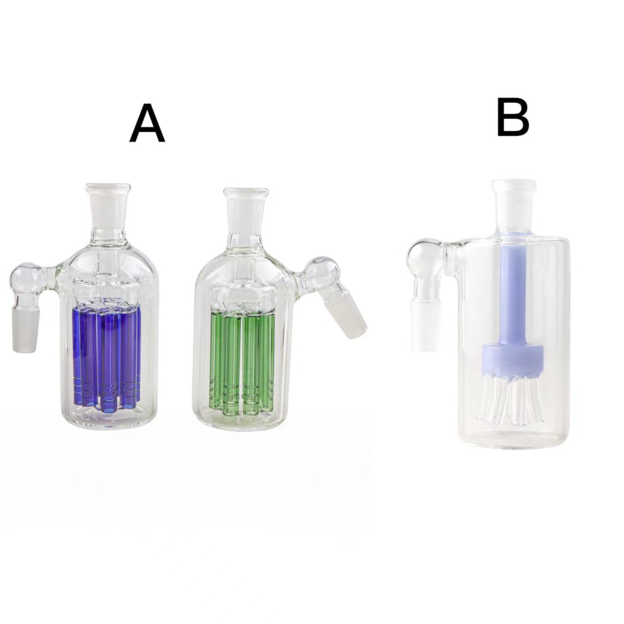 2 style Glass Ash catcher 90 & 45 degrees Hookahs Classical 8 Arms Tree Perc Ash Catcher 14mm ashcatcher different style for bongs glass water pipe bubbler