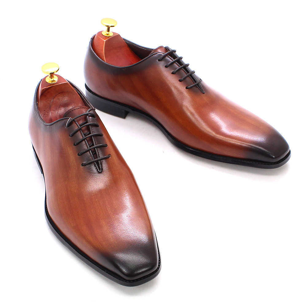 CMM High End Leather Shoes Mens Cowhide Gray Brown Handmade Mens Shoes Mens Wedding Banquet Business Dress Shoes