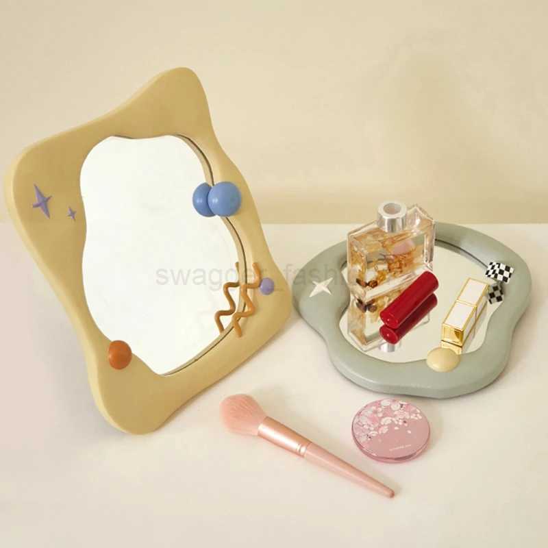 Irregular Shape Mirror Foldable Desktop Mirror Adjustable Angle Cosmetic Vanity Mirrors Cute Makeup Full Body Mirrors XJ240813