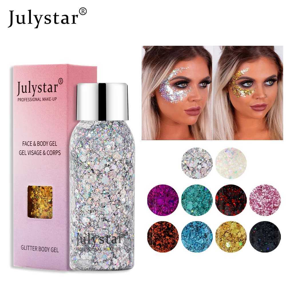 Julystar Glitter eye shadow Liquid Facial Body Sequins gel Liquid eye shadow Stage Makeup 10 Colors W240812