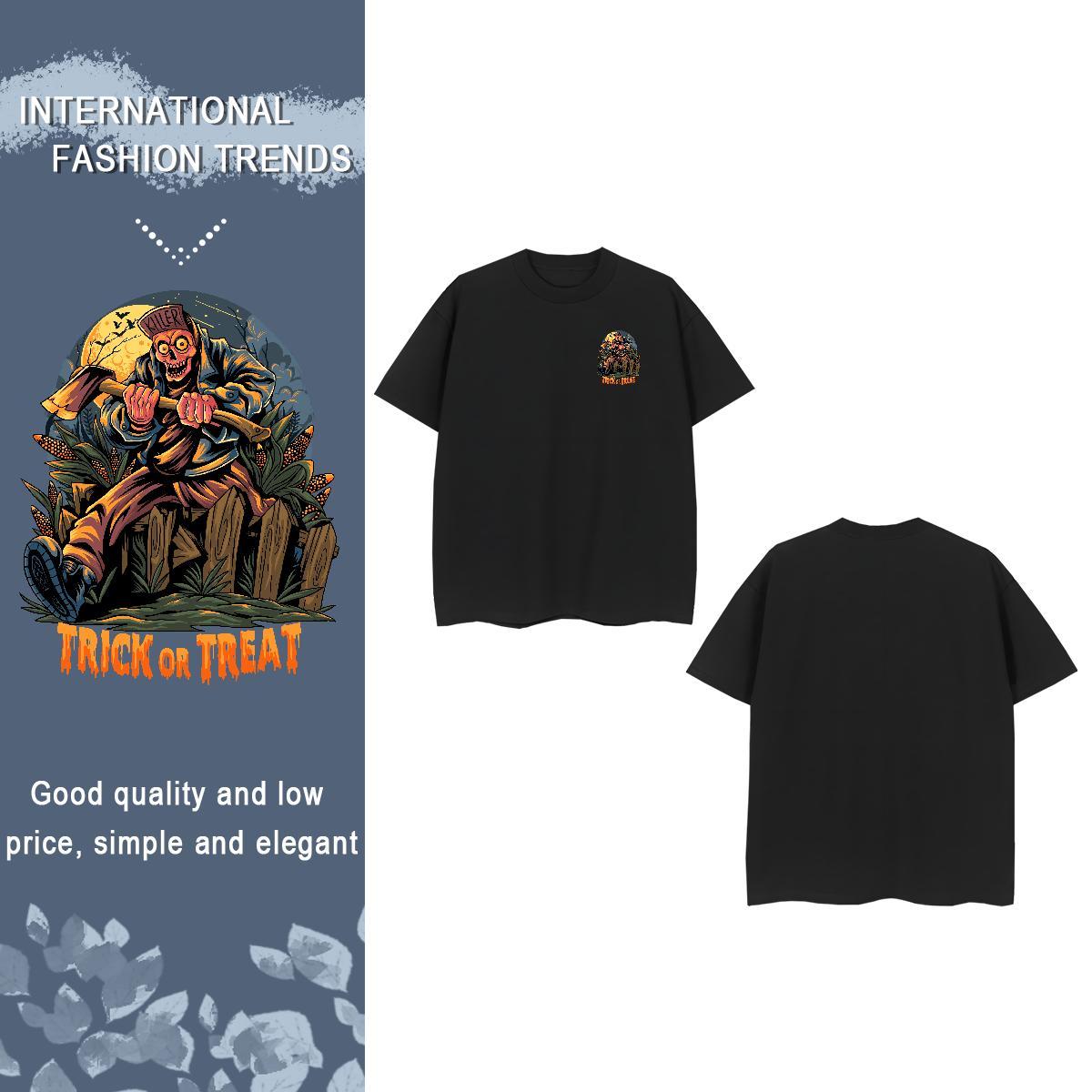 T-Shirts for Men 100% Cotton 230g Halloween Street Wear Breathable Short Sleeve DIY Anime Men Tops Tees Fashion Design Free Shipping Top Tees