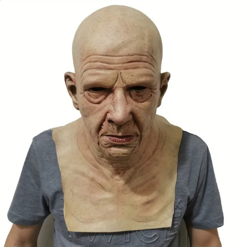 Surrealing Mens Elderly Mask Transformed COS Play Headgear Durable and Comfortable Halloween Costume Party 240812