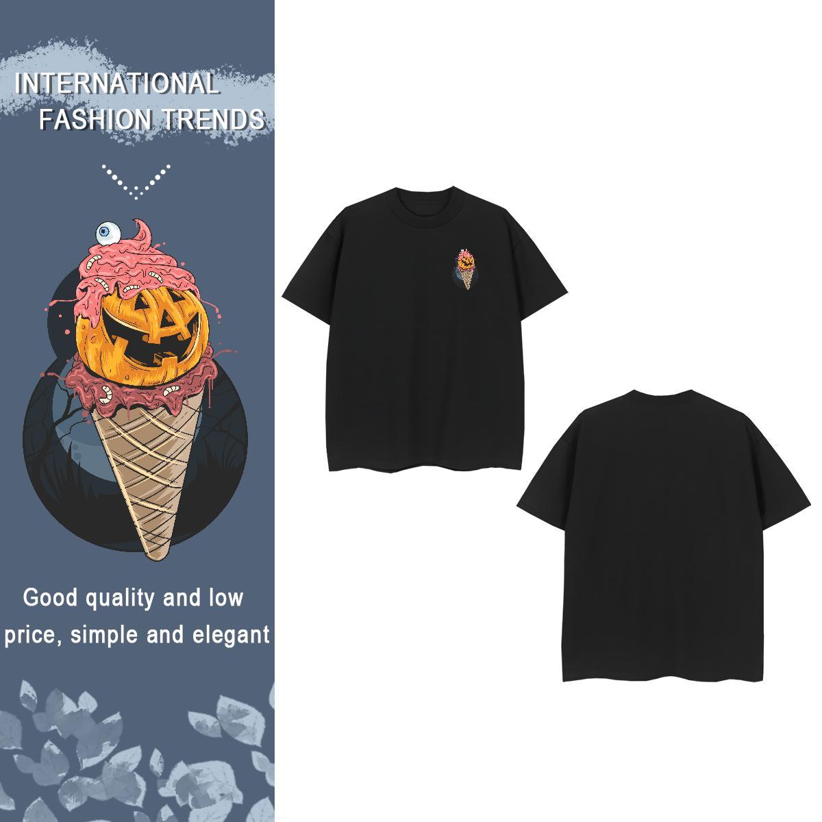 T-Shirts for Men 230g Cotton Halloween Summer Casual Breathable Crew Neck Black White Couples T Shirts Classic High Quality Tees Shirts