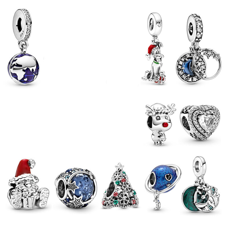 Christmas Series 925 Sterling Silver Bracelet Hanging Beaded Accessories Women Is Charm Jewelry Making Ground Bead